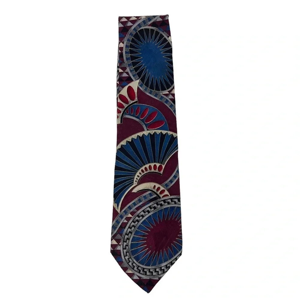 Vintage GIVENCHY Monsieur Silk Tie 90s Abstract Geometric Art Deco Necktie